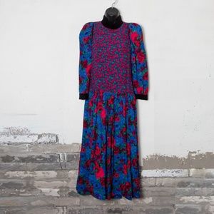 Vintage 80s long sleeve flower dress